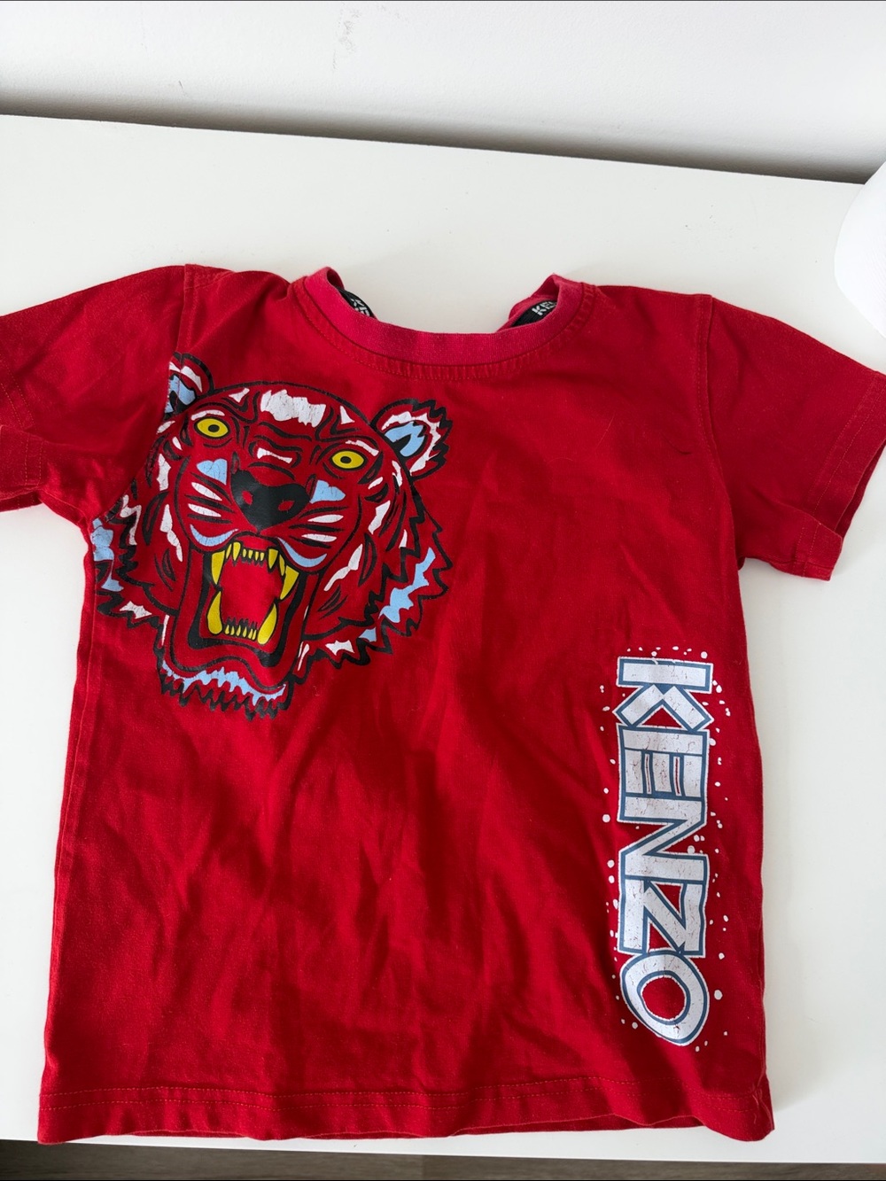 Kenzo Kids Bright Red Tiger Print Short Sleeve Tee
